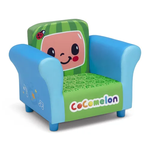 Miniatura 7 de Delta Children Juego de mesa y silla para niños con almacenamiento (2 sillas incluidas) y silla tapizada, madera CoComelon