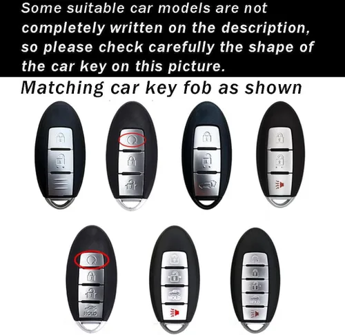 Miniatura 2 de ontto Funda para llave de automóvil compatible con llavero Nissan, carcasa de metal con textura de carbono, compatible con llave remota Infiniti