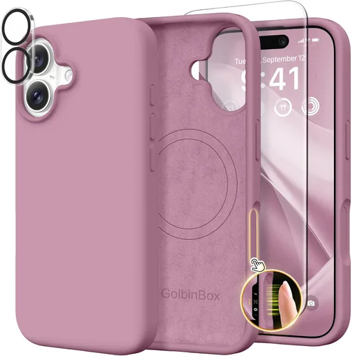Miniatura 141 de GolbinBox Funda magnética para iPhone 17, compatible con MagSafe, cubierta de silicona integrada para control de cámara, funda de silicona líquida a