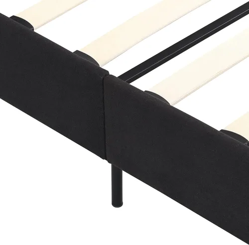 Miniatura 8 de Base de cama tamaño King, moderna cama tapizada con cabecero, base de cama pesada con soporte de listones de madera, fácil montaje, no necesita