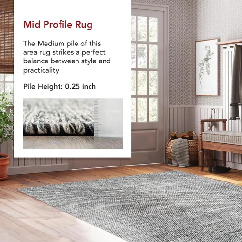 Miniatura 5 de nuLOOM Alessi - Alfombra decorativa de algodón sólido de granja, 2 x 3, color gris