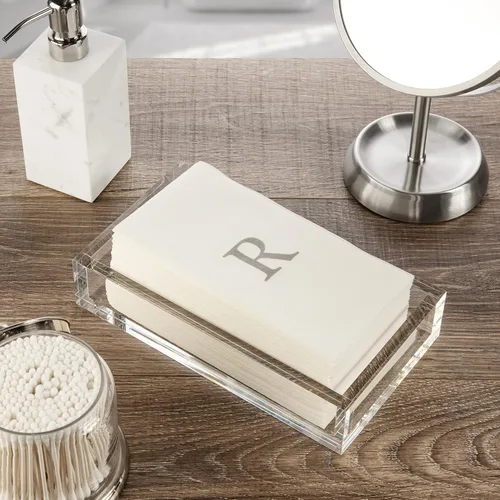 Miniatura 4 de AMERICAN HOMESTEAD - Toallas de mano desechables – Servilletas plateadas con monograma – Toallas de papel de baño similares al lino para invitados