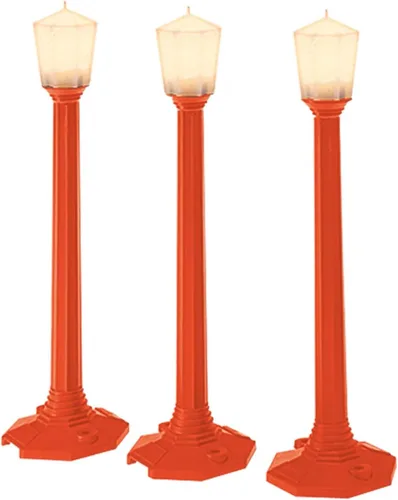 Lionel Farolas de calle clásicas rojas de 3 unidades, accesorio para modelo de tren Lionel Lámparas de calle clásicas - rojo (juego de 3)