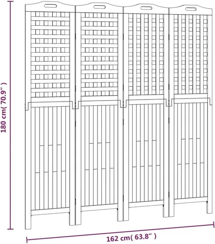 Miniatura 3 de vidaXL Divisor de habitación de 4 paneles, pantalla de privacidad plegable de 4 paneles, pantalla divisor plegable para oficina en casa
