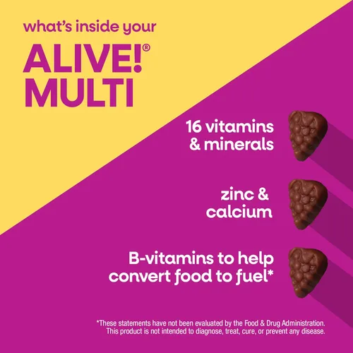 Miniatura 4 de Nature's Way Alive! Gomitas multivitamínicas diarias para mujeres de 50+, suplementos para mujeres, apoya la salud del corazón, cerebro y huesos,*