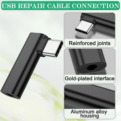 Miniatura 2 de Adaptador de auriculares USB C de 90 grados a 0.138 in, 90 grados tipo C macho a 0.138 in hembra Aux Audio Dongle Converter, para dispositivos