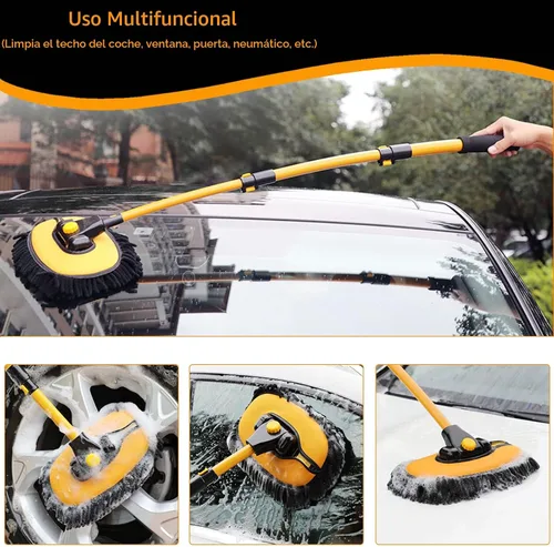 Miniatura 4 de Cepillo de Limpieza Curvo de 15° para Automóvil con Mango Telescópico Barra Larga de Aleación de Aluminio de 43" Trapeador de Lavado Para Lavar