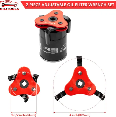 Miniatura 2 de Bilitools herramienta de extracción de filtro de aceite, juego de llave de filtro de aceite universal ajustable de 2-1/2 a 4 pulgadas y de 3 a 5-1/8