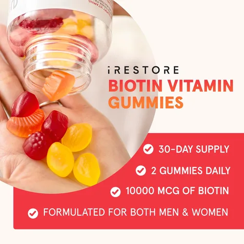 Miniatura 2 de iRestore Vitaminas para el cabello, gomitas veganas de biotina para la piel del cabello y las uñas, gomitas para el cabello, gomitas de biotina