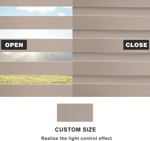 Miniatura 4 de MYshade Persianas enrollables de cebra opacas (85 %) con cordón para ventanas interiores, persianas de doble capa beige para dormitorio, baño, sala