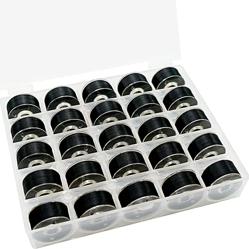 Miniatura 9 de New brothread 25pcs 15White+10Black 60S/2 (90WT) hilo de bobina preenrollado tamaño A SA156 para bordado y máquinas de coser DIY bordado e hilo