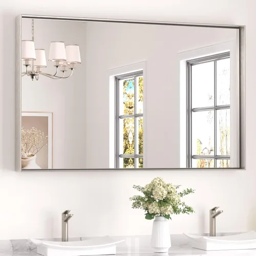 Miniatura 77 de Keonjinn - Espejo rectangular con marco negro para baño de 40 x 30 pulgadas, espejo de pared para sobre el lavabo, espejos de tocador de metal