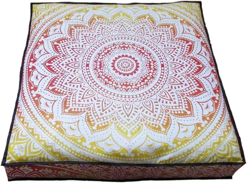 Miniatura 35 de CRAFT KALA Funda de cojín con diseño de mandala, funda de cojín para asiento, hippie, decorativo, bohemio, otomano, de algodón, indio, para sala
