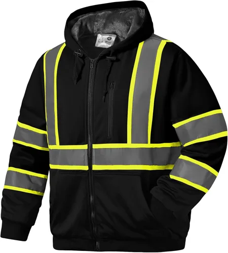 Miniatura 13 de SKSAFETY Hi Vis - Sudaderas con capucha de seguridad para el trabajo para hombre, chaqueta con capucha reflectante de alta visibilidad de clase 3