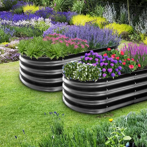 Miniatura 6 de Cama de jardín elevada, 4 x 2 x 1 pies, cama elevada de metal para exteriores, cama elevada de metal para verduras, flores, hierbas