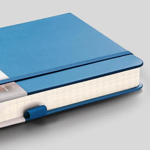 Miniatura 2 de EMSHOI - Cuaderno de puntos, 256 páginas A5, cuadrícula de puntos, papel punteado grueso de 120gsm, 16 páginas perforadas, tapa dura de piel azul