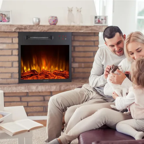 Miniatura 2 de Calentador eléctrico integrado de chimenea de 18 pulgadas, chimenea independiente empotrada, control remoto, pantalla táctil, velocidad de brillo