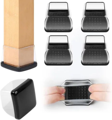 Miniatura 14 de Ezprotekt Deslizadores de patas de silla para alfombra, 8 piezas rectangulares para alfombras, almohadillas para muebles, tapas protectoras de patas