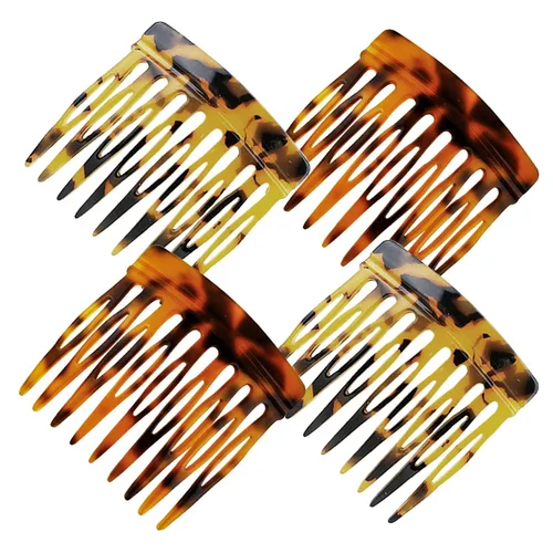 Miniatura 7 de 4 peines laterales de pelo francés para mujer, moño pequeño trenzado, clips de sujeción fuertes para moño (4 colores)