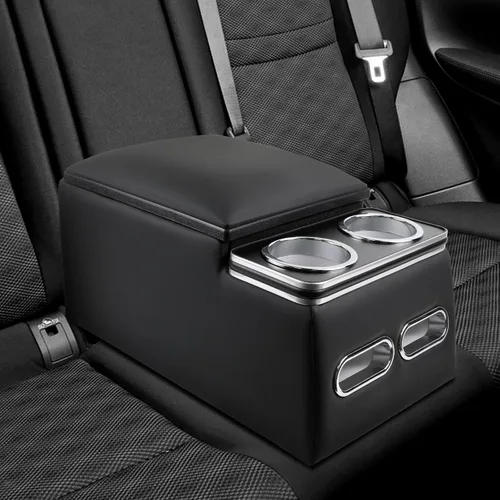 Miniatura 8 de Organizador universal para consola central de coche con portavasos y soporte para teléfono, consolas para asiento trasero con apoyabrazos y caja