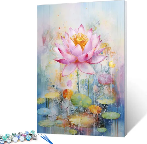 Miniatura 12 de Tucocoo Kits de pintura por números de lavanda con pinceles y pigmento acrílico sobre lienzo para adultos, hermoso proyecto de manualidades florales