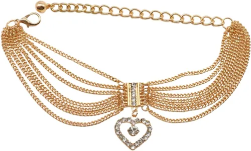 Miniatura 7 de Pulsera de cadena de metal dorado para mujer, estilo occidental, tobillera con dije de corazón, Metal, Sin gemas.