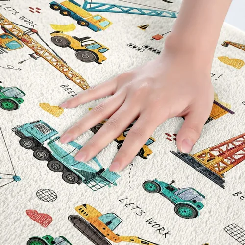Miniatura 5 de Tapete de baño para excavadora para niños, alfombra de puerta de tractor, maquinaria para camiones, alfombras de baño de vehículos de construcción