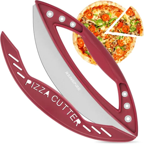 Miniatura 7 de Rainspire Cortador de pizza de 12 pulgadas, hoja basculante de acero inoxidable para pizza con tapa, cuchillo de pizza de hoja afilada, apto