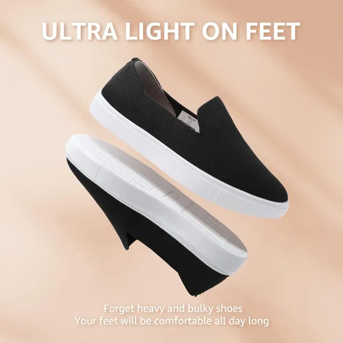 Miniatura 5 de STQ Zapatos sin cordones para mujer, transpirables, de moda, cómodos, de punto, casuales
