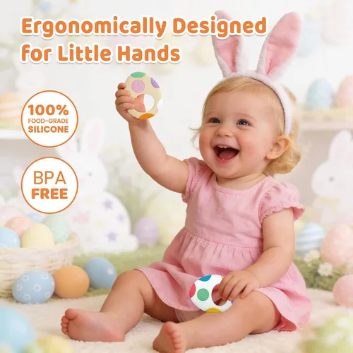 Miniatura 2 de Huevos de Pascua juguetes de dentición para bebés, rellenos esenciales de cesta de silicona para bebés, bebés y niños pequeños, regalo de relleno