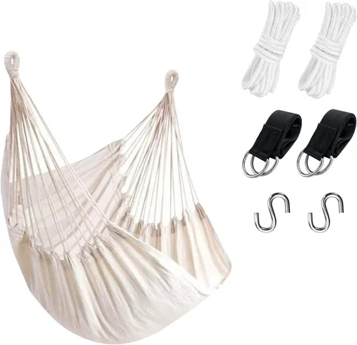 Miniatura 11 de KPX Silla de columpio colgante para exterior – Cómoda silla de columpio de árbol tamaño grande 110X130cm (sin almohadas) - Capacidad de peso 330