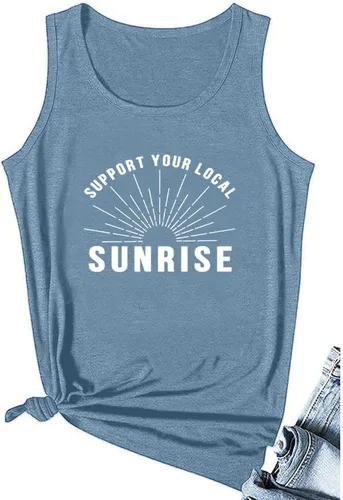 Women Mountain Explorer Sunrise Graphic Tank Tops Girls Trip T-Shirts Athletic Workout Hiking Camping Adventure Summer Tees