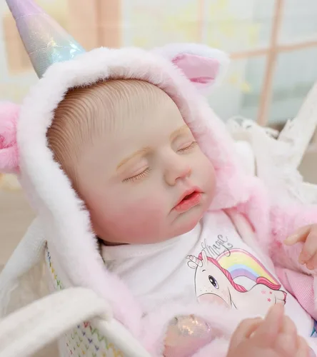 Miniatura 6 de Muñecas Reborn Baby – Muñecas de bebé reales de 20 pulgadas que se ven reales, muñeca niña de vinilo de cuerpo completo en traje de cuerno de Rosa
