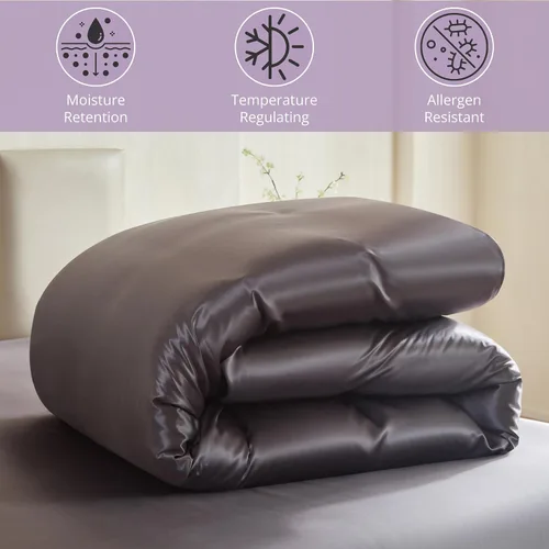 Miniatura 2 de Mulberry Park - Funda de edredón de seda 100 % pura, 22 mommes, grado 6A, ultrasuave y suave con la piel, cierre de cremallera oculto y lazos