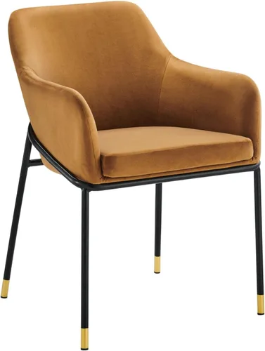 Miniatura 10 de Modway EEI-4671-BLK-ORA Jovi Performance - Sillón de comedor de terciopelo, color negro y naranja
