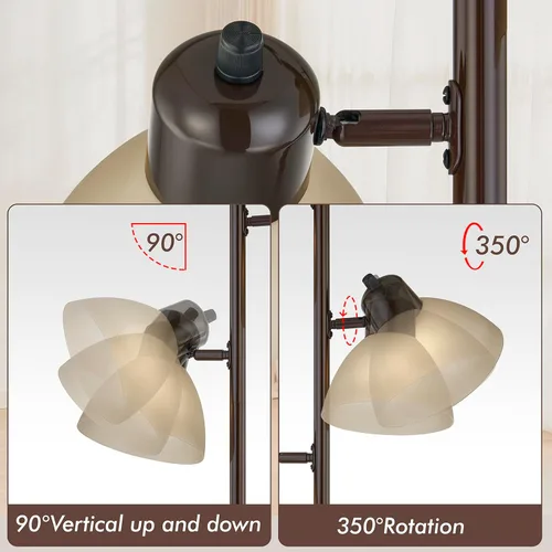 Miniatura 3 de Moderna lámpara de pie de árbol para sala de estar, dormitorio, lámparas de pie de poste alto con 3 cabezales giratorios ajustables para oficina