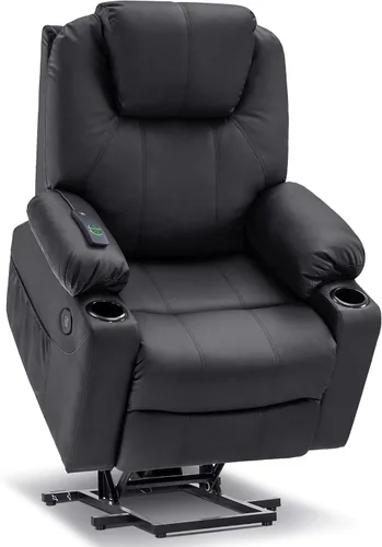 Miniatura 31 de MCombo Power Lift - Sillón elevador reclinable para adultos mayores, con calefacción y masaje, certificación FSC, puertos USB, portavasos, piel