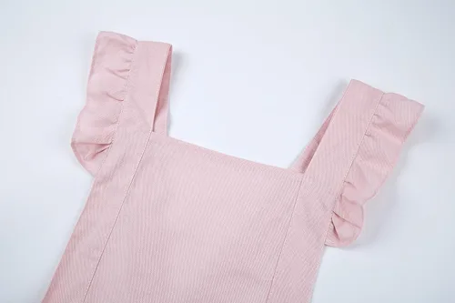 Miniatura 4 de Hyzrz Lindos delantales retro ajustables con volantes con bolsillos para mujeres y niñas, delantal vintage con espalda cruzada para disfraz