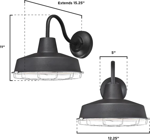 Miniatura 4 de Westinghouse 6204700 Academy - Accesorio de pared LED para exteriores, acabado negro texturizado con jaula cromada