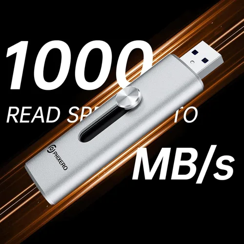 Miniatura 2 de PHIXERO Unidad USB de 128 GB SSD externo de hasta 1100 MB/s, USB 3.2 Gen2 Flash Drive Dual Puertos Portátil Pulgar SSD Stick con USB A y Tipo C