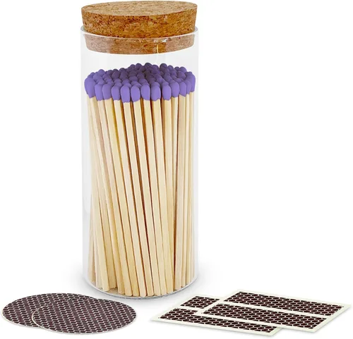Miniatura 24 de Cerillas de color lila de 4 pulgadas (200 unidades, con calcomanías llamativas incluidas) Decorativo único y divertido para tu hogar, regalos