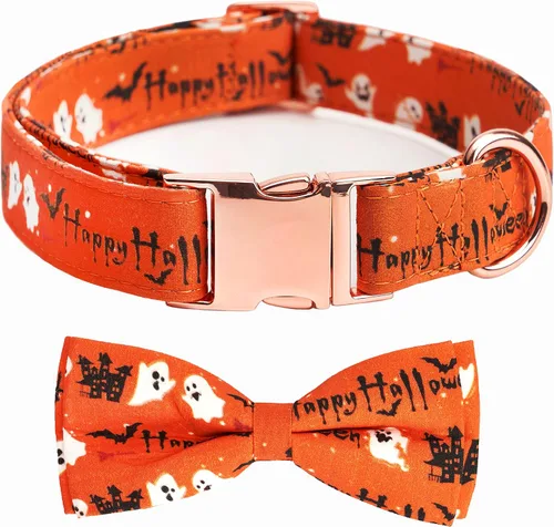 Miniatura 11 de Collar ajustable con moño para perros con patrones bonitos estampados, collares suaves para mascotas para perros pequeños, medianos y grandes