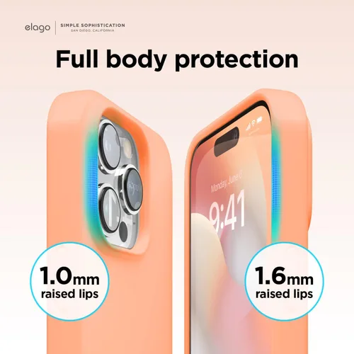 Miniatura 6 de elago Funda compatible con iPhone 14 Pro Max, de silicona líquida, funda protectora de cuerpo completo, a prueba de golpes, delgada para teléfono