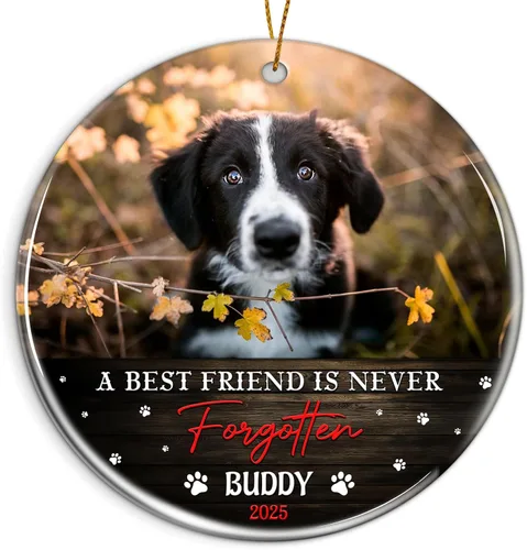 Miniatura 11 de Adorno personalizado para la primera Navidad del bebé 2025 con nombre personalizado, lindo oso en la luna, adornos redondos, regalo de primer