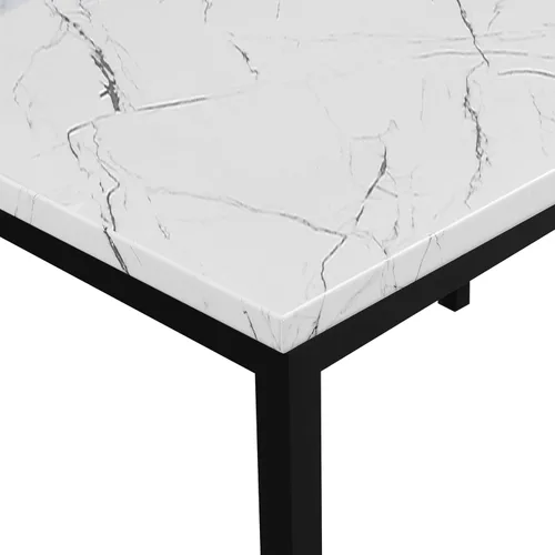 Miniatura 4 de Roundhill Furniture Noyes - Mesa de comedor de metal con parte superior laminada de mármol sintético, color blanco roto Blanco sucio
