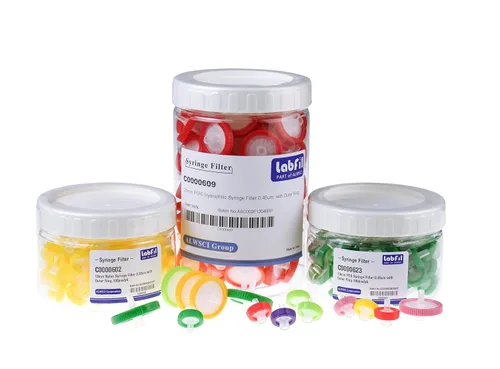 Miniatura 6 de Filtros de jeringa PVDF Filtración hidrofílica 0.45um micrones Tamaño de poro 0.984 in Diámetro de membrana Disco de membrana PVDF de laboratorio