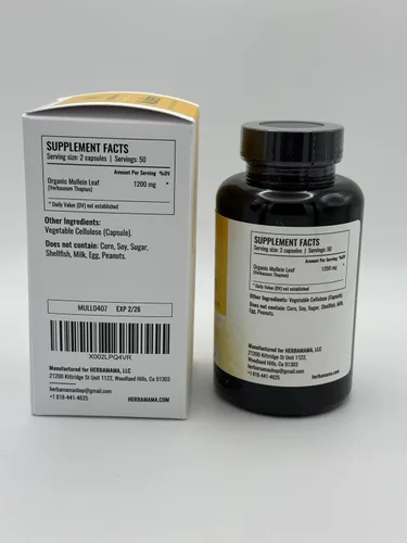 Miniatura 4 de HERBAMAMA Cápsulas de Hoja de Gordolobo - 1200mg de Extracto de Hoja de Gordolobo para Apoyo a la Desintoxicación Pulmonar - Suplemento Respiratorio