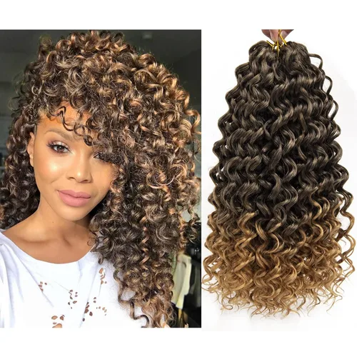 Miniatura 23 de QRHSUKA - Mechones rizados con ganchillo GoGo, cabello ondulado con ganchillo de agua para mujeres, sintético gris, trenzado bohemio, trenza de onda