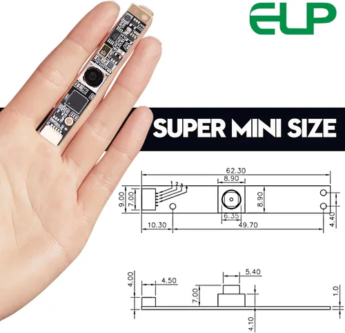 Miniatura 2 de ELP Cámara USB de enfoque automático de 16 MP con micrófono para computadora Mini UVC USB2.0 Lightburn Cámara Micro USB Seguridad PC Módulo de Lente