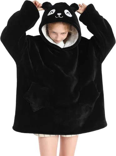 Miniatura 25 de Manta con Capucha Vestible para Niños de 4-12 Años, Manta con Capucha de Animales de Tamaño Grande, Súper Suave, Cómoda, Cálida, Franela de Rainbow